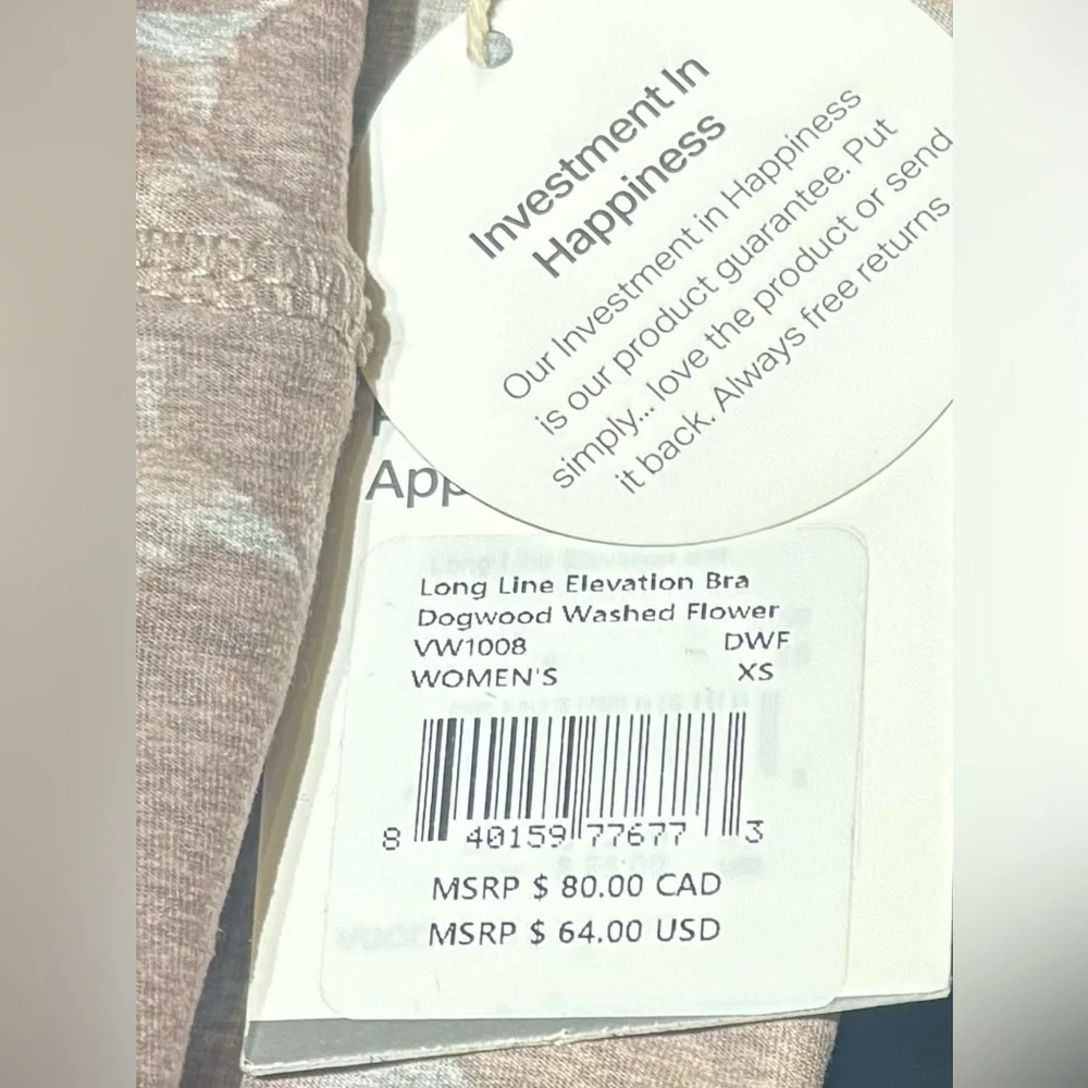 🌸 Vuori Long Line Elevation Bra – Dogwood Washed Flower – XS NWT- | MSRP $64 🌸 - Picture 6 of 6